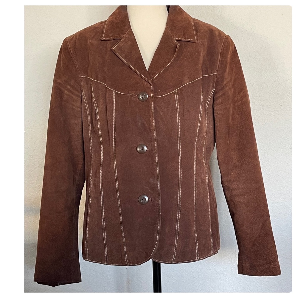 Wilsons Leather Jacket Blazer Jacket  Brown Maxima Womens Size XL